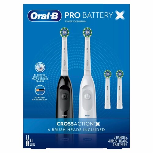 Oral-B Pro Advantage Battery Power Toothbrush (2 Handles + 4 Brush Heads) Perspective: front