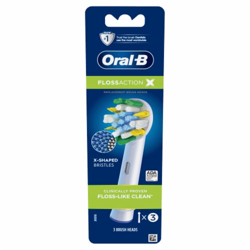 Oral-B FlossAction Electric Toothbrush Replacement Brush Heads Perspective: front