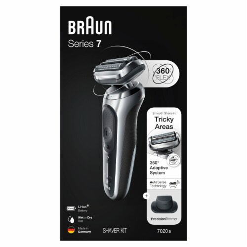 Braun Series 7 7020s Flex Electric Razor for Men with Precision Trimmer - Silver Perspective: front