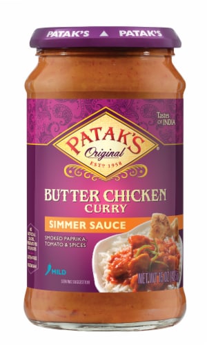 Patak's® Butter Chicken Curry Indian Mild Simmer Sauce Perspective: front