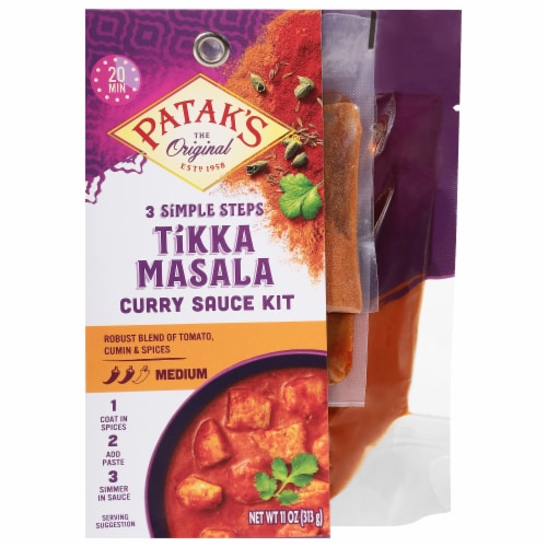 Patak's® 3 Simple Steps Indian Tikka Masala Medium Curry Sauce Kit Perspective: front