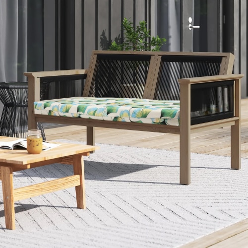 MYNE Tropical Flower Print Outdoor Bench Seat Cushion 48 x 18 in
