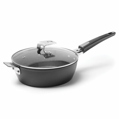 THE ROCK by Starfrit 9-Inch Deep Fry Pan/Dutch Oven with Lid and T-Lock Perspective: front
