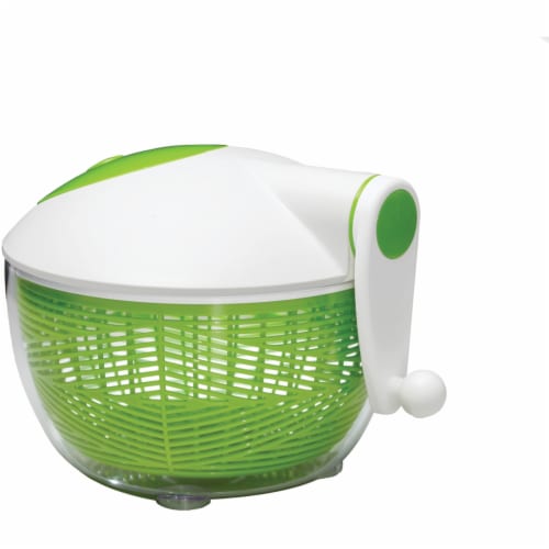 Starfrit 5 qt Salad Spinner, Green & White Perspective: front