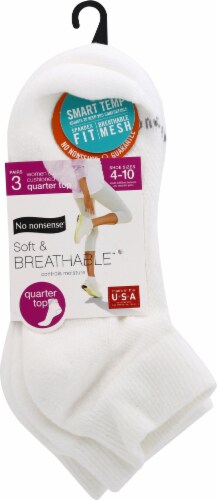 No Nonsense Women's Soft and Breathable Quarter-Top Socks - 3 pk - White,  4-10 - Ralphs