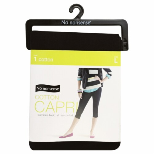 No Nonsense® Black Cotton Capri Leggings, L - Kroger