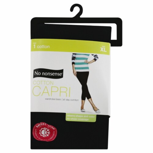 No Nonsense® Black Cotton Capri Leggings, XL - Harris Teeter