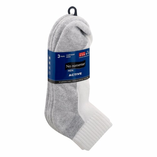 No Nonsense Men's Cushioned Ankle Active Socks – White, 3 ct - Harris Teeter