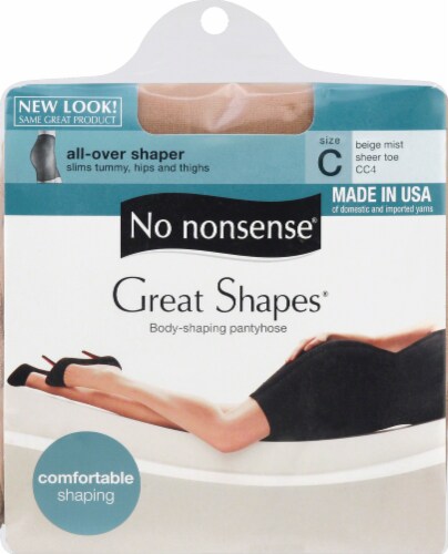 No Nonsense Great Shapes Body Shaping Pantyhose, Beige Mist, Sheer Toe,  Size A, Socks & Hosiery