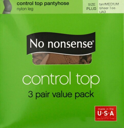 No Nonsense Control Top Pantyhose, Reinforced Toe, Size B, Nude - 1 pair