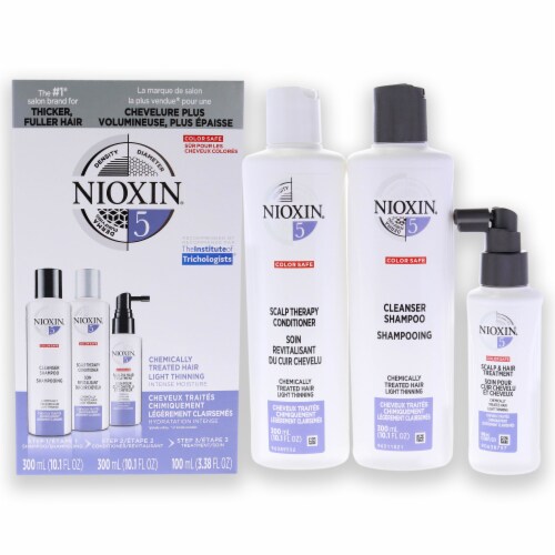Nioxin System 5 Ki 10.1oz Cleanser Shampoo, 10.1oz Scalp Therapy Conditioner, 3.38oz Scalp an Perspective: front