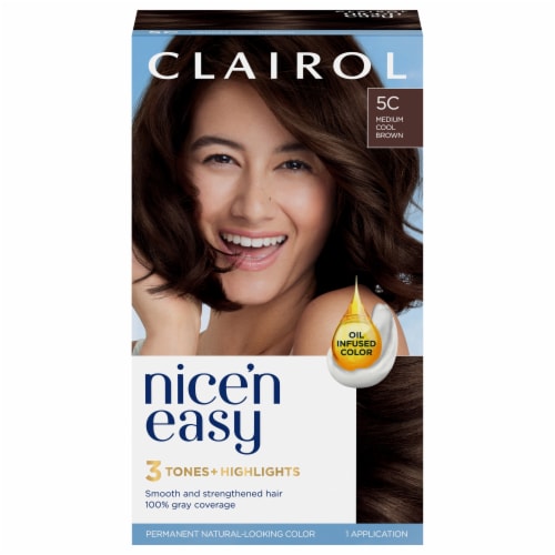 Clairol Nice n' Easy Permanent Hair Color 5C Medium Cool Brown Perspective: front