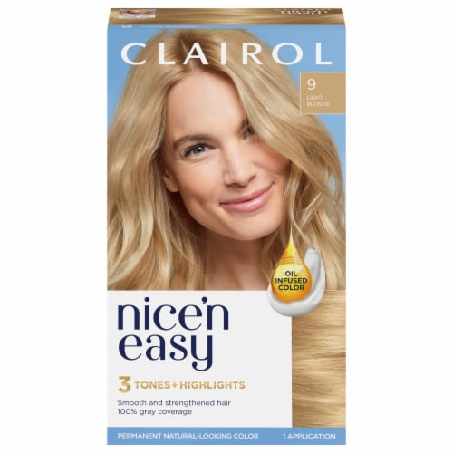 Clairol Nice'n Easy 9 Light Blonde Permanent Hair Color Perspective: front