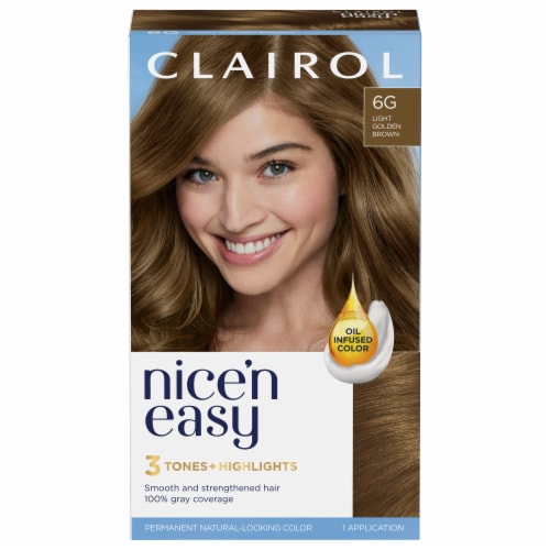 Clairol Natural Looking Nice'n Easy Permanent 6G Light Golden Brown Color Perspective: front