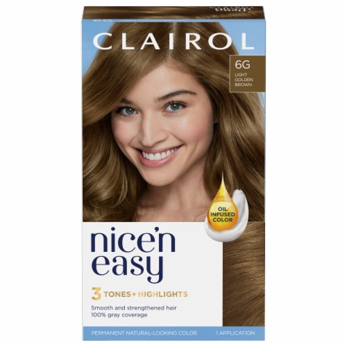 Clairol Nicen Easy Permanent Hair Color Natural Looking 6g Light Golden Brown 1 Ct Ralphs 