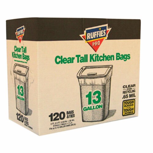 Hefty 13 Gallon Recycling Clear Tall Kitchen Drawstring Bags, 60 count