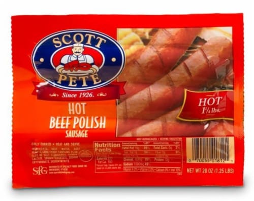 Scott Pete® Hot Beef Polish Sausage Perspective: front