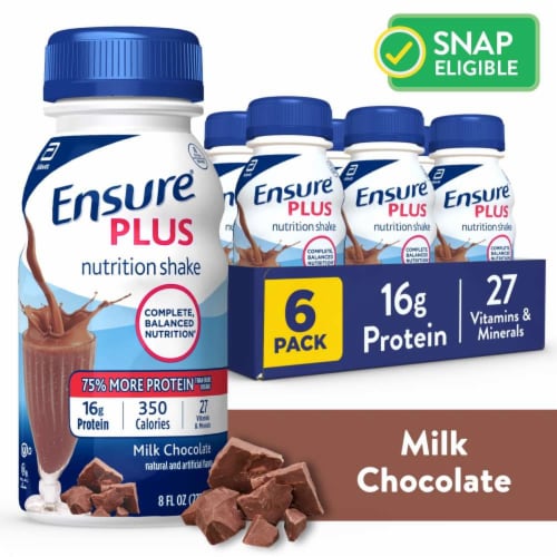 Ensure® Plus Milk Chocolate Ready-to-Drink Nutrition Shakes Perspective: front