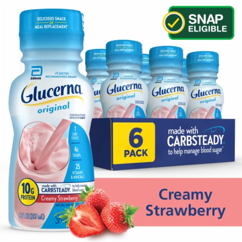 Glucerna Creamy Strawberry Ready-to-Drink Nutrition Shakes Perspective: front