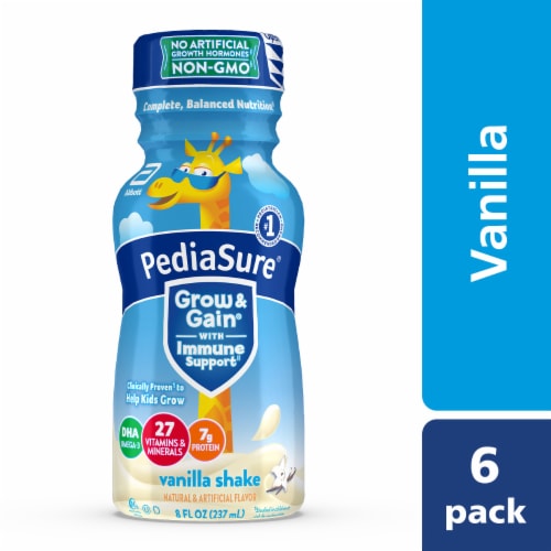 PediaSure® Grow & Gain® Vanilla Kids’ Nutritional Shake Bottles Perspective: front