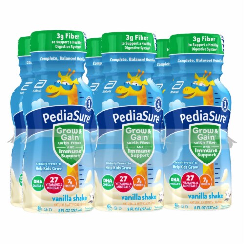 PediSure® Grow & Gain® Fiber Vanilla Shake Bottles Perspective: front