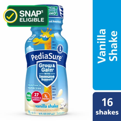 PediaSure® Grow & Gain Vanilla Nutrition Shakes Perspective: front
