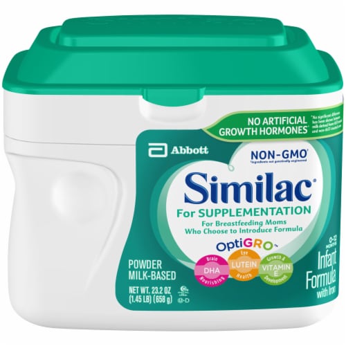 Simlac Supplementation OptiGRO Powder Milk-Based Infant Formula with Iron Perspective: front