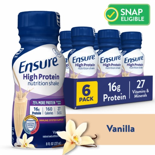 Ensure® High Protein Vanilla Ready-to-Drink Nutrition Shakes Perspective: front