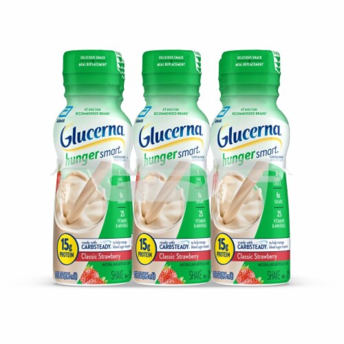 Glucerna® Hunger Smart® Classic Strawberry Nutritional Shake Bottles Perspective: front
