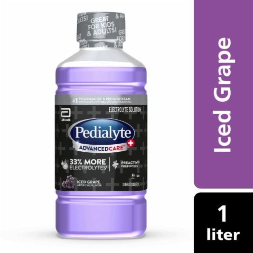 Pedialyte® AdvancedCare® Plus Iced Grape Electrolyte Solution Drink Perspective: front
