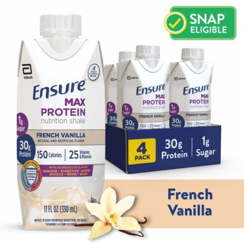 Ensure Max Protein French Vanilla Nutrition Shake 4 Ct 11 Fl Oz 