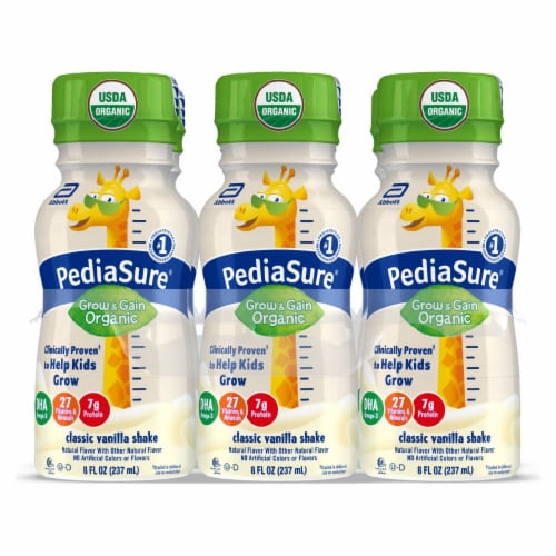 PediaSure Grow & Gain Organic Classic Vanilla Shakes Perspective: front