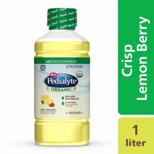 Pedialyte Organic Crisp Lemon Berry Ready-to-Drink Electrolyte Solution Perspective: front