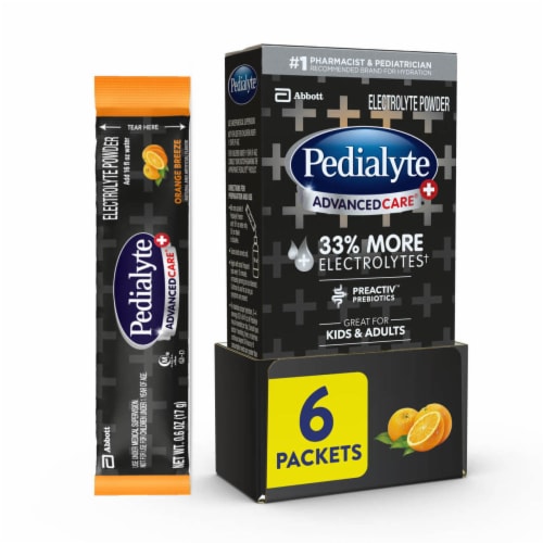 Pedialyte AdvancedCare® Plus Orange Breeze Electrolyte Powder Packets Perspective: front