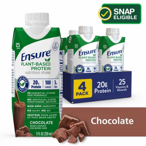 Ensure® Chocolate Plant-Based Protein Nutrition Shake Perspective: front