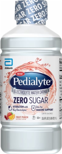Pedialyte® Zero Sugar Fruit Punch Electrolyte Water Drink Perspective: front