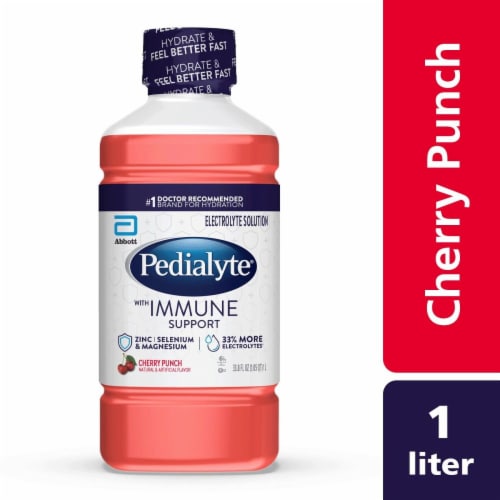 Pedialyte® with Immune Support Cherry Electrolyte Solution Drink Perspective: front