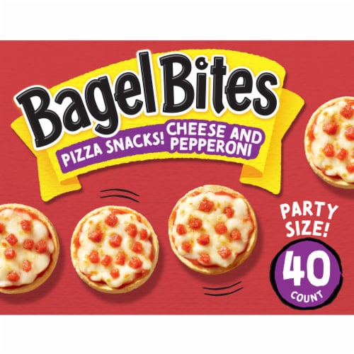 Bagel Bites Cheese & Pepperoni Mini Pizza Bagel Frozen Snacks Perspective: front
