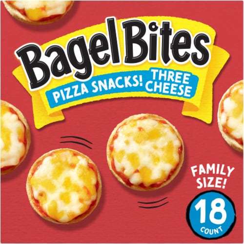 Bagel Bites Three Cheese Mini Pizza Bagel Frozen Snacks Perspective: front