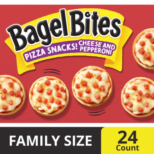 Bagel Bites Cheese & Pepperoni Mini Pizza Bagel Frozen Snacks Perspective: front