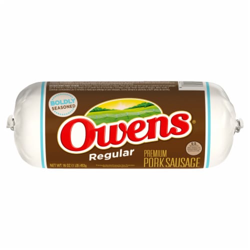 Owens Regular Premium Pork Breakfast Sausage Roll Perspective: front