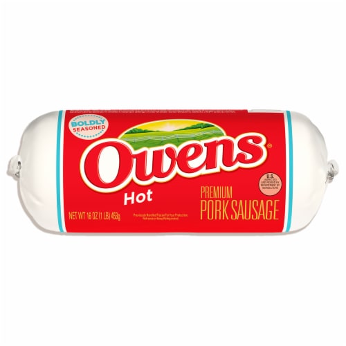 Owens Premium Pork Breakfast Hot Sausage Roll Perspective: front