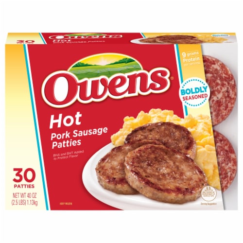 Owens Hot Pork Sausage Patties Perspective: front
