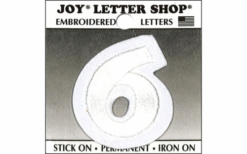 Joy Applique Letter Iron On Cooper 1.5  White 6 Perspective: front