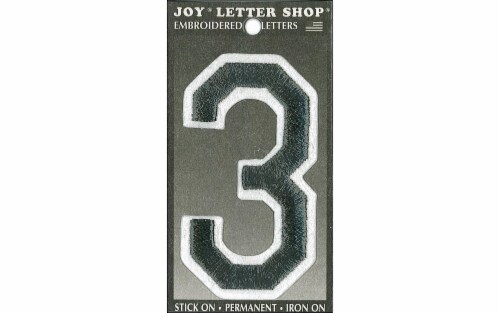 Joy Applique Letter Iron On Varsity 3  Black 3 Perspective: front