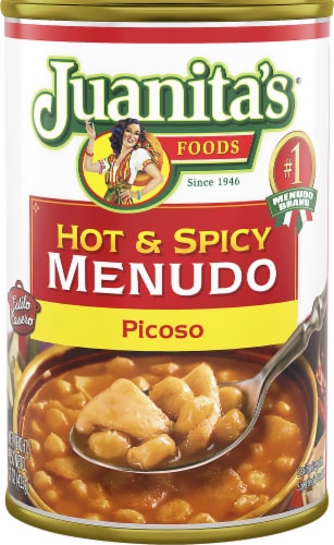 Juanita’s Foods Ready to Serve Hot & Spicy Menudo Soup, 15 oz Can Perspective: front