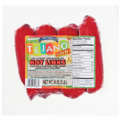 Blue Ribbon Tejano Gold® Hot Links Perspective: front