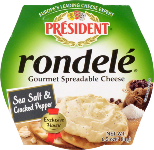President Rondele Sea Salt and Cracked Pepper Cheese Spread Perspective: front