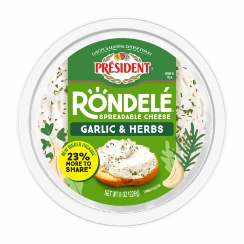Président® Rondelé® Creamy Whipped Garlic & Herbs Spreadable Cheese 8 oz Perspective: front