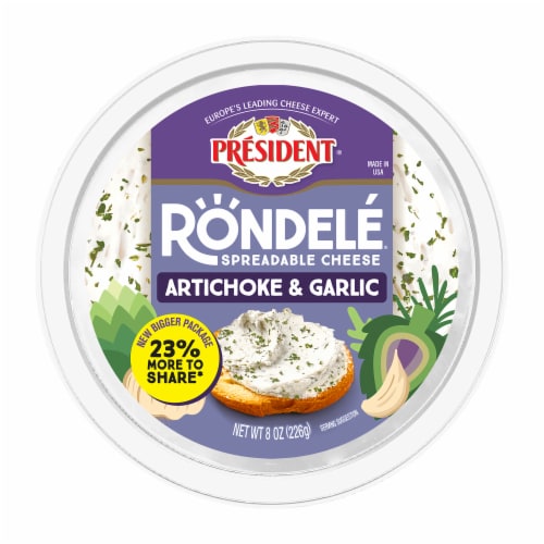 President® Rondelé® Creamy Whipped Artichoke & Garlic Spreadable Cheese 8 oz Perspective: front